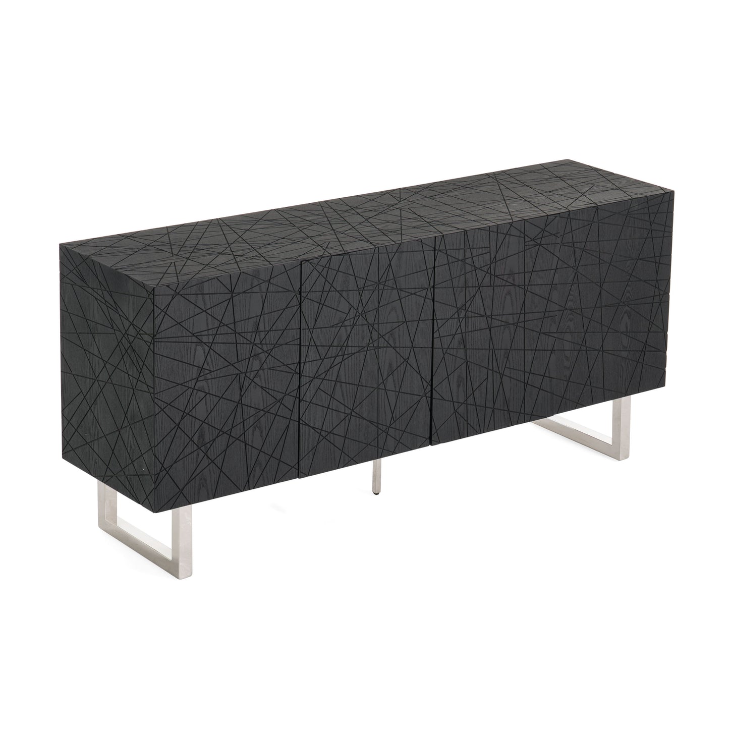 Modrest Kenda Modern Black Ash Stainless Steel Buffet