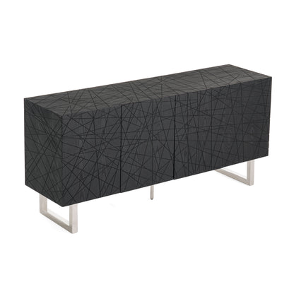 Modrest Kenda Modern Black Ash Stainless Steel Buffet