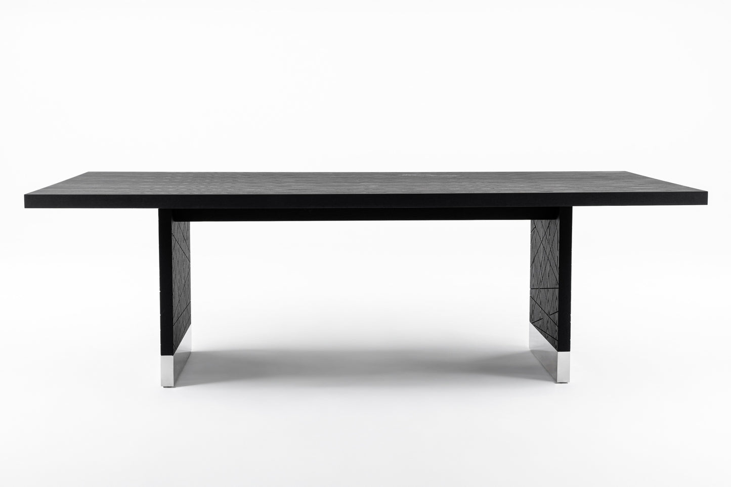 Modrest Kenda Modern Black Ash Stainless Steel Dining Table