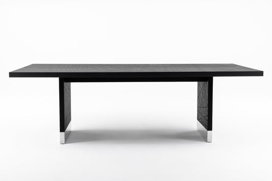 Modrest Kenda Modern Black Ash Stainless Steel Dining Table