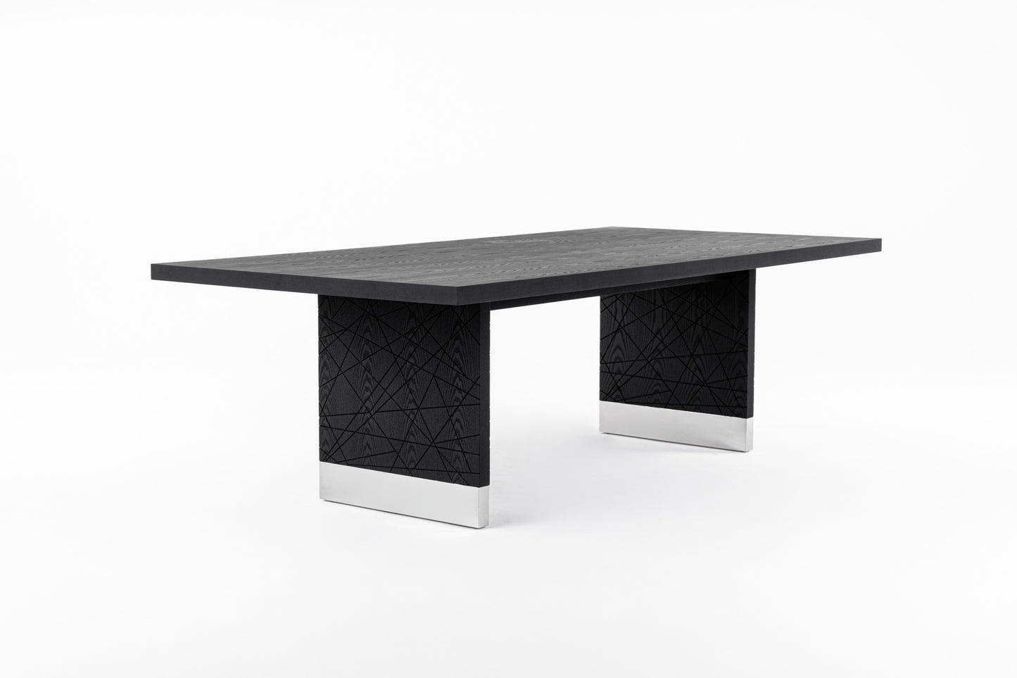 Modrest Kenda Modern Black Ash Stainless Steel Dining Table