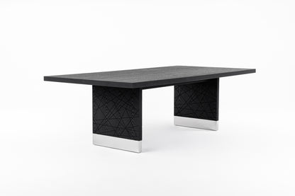 Modrest Kenda Modern Black Ash Stainless Steel Dining Table