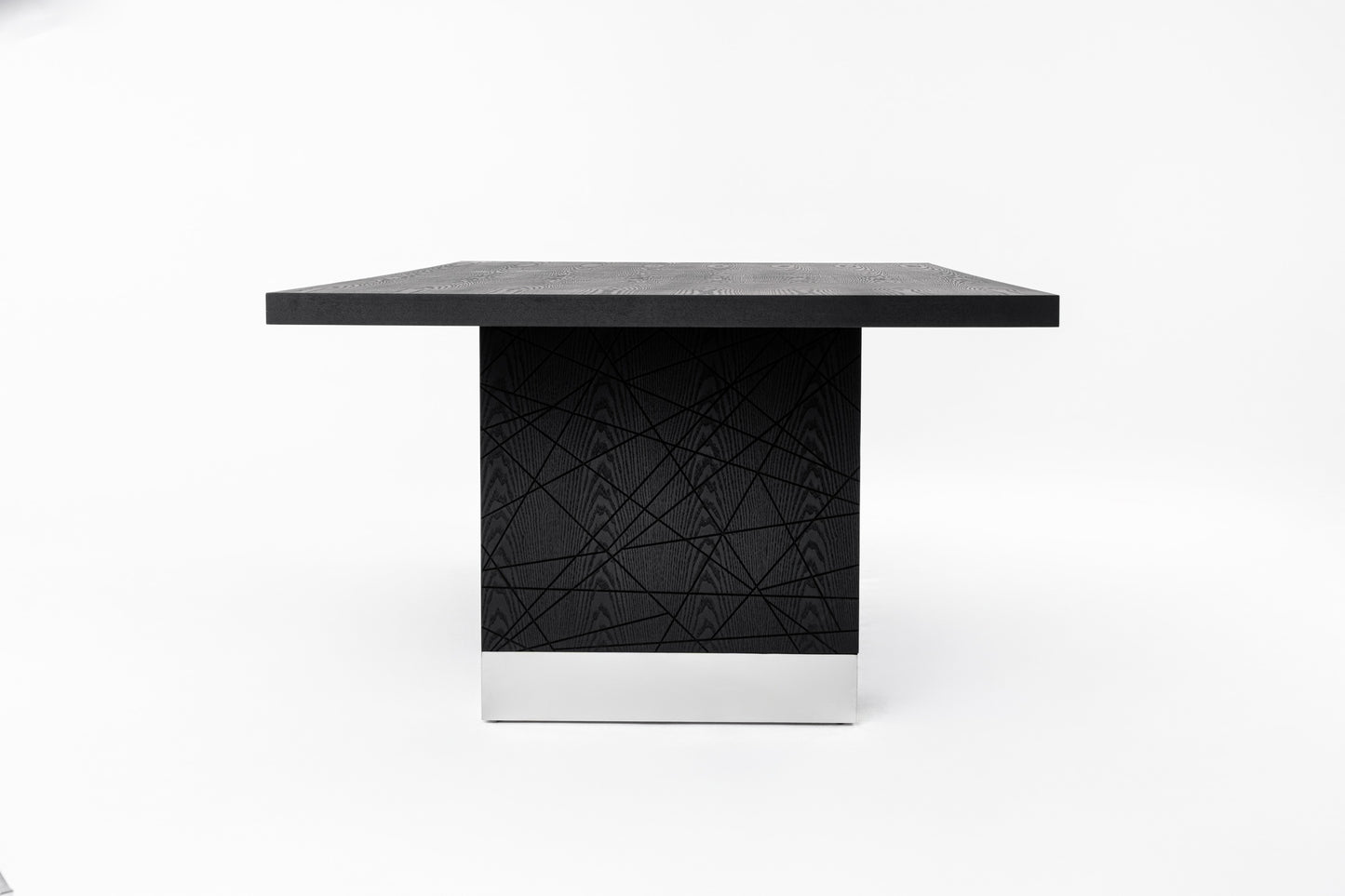 Modrest Kenda Modern Black Ash Stainless Steel Dining Table
