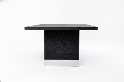 Modrest Kenda Modern Black Ash Stainless Steel Dining Table