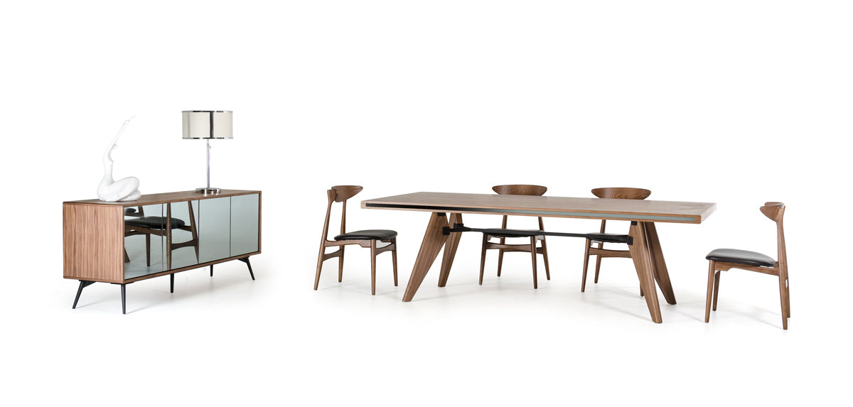 Modrest Kennedy Mid-Century Walnut Dining Table