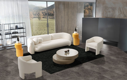 Modrest Khan Modern 4-Seater Off White Fabric Sofa