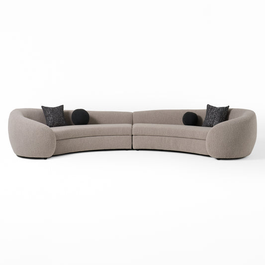 Modrest Kilmer Modern Grey Curved Fabric Sectional Sofa