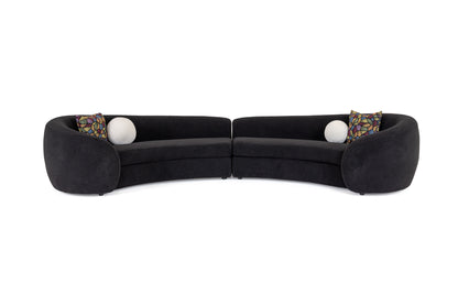 Modrest Kilmer Modern Black Curved Fabric Sectional Sofa