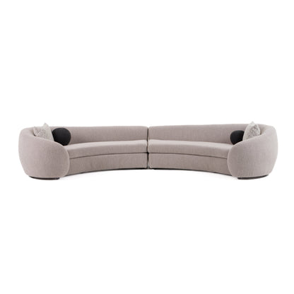 Modrest Kilmer Modern Grey Curved Fabric Sectional Sofa