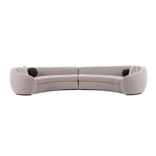 Modrest Kilmer Modern Grey Curved Fabric Sectional Sofa