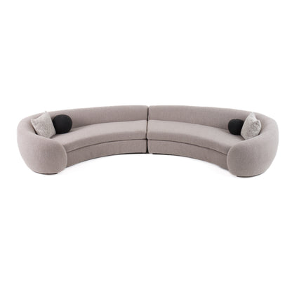 Modrest Kilmer Modern Grey Curved Fabric Sectional Sofa