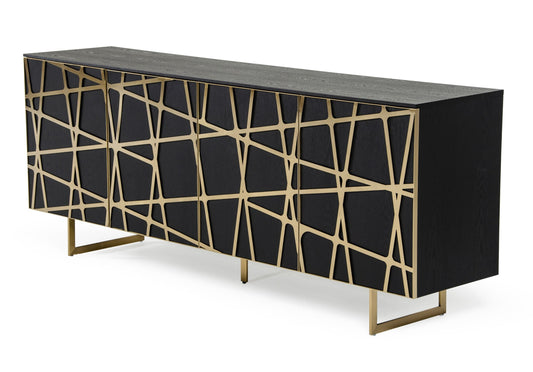Modrest Kilson Modern Black Oak and Champagne Gold Buffet