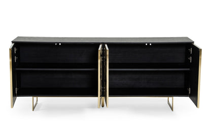 Modrest Kilson Modern Black Oak and Champagne Gold Buffet
