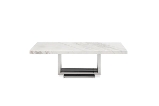 Modrest Kingsley Modern Marble and Stainless Steel Coffee Table