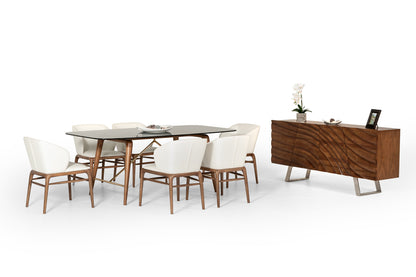 Modrest Kipling Modern Cream and Walnut Dining Chair