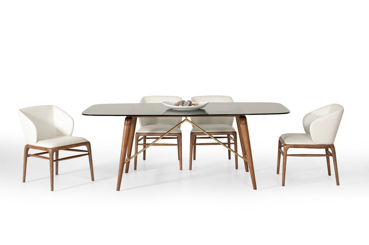 Modrest Kipling Modern Cream and Walnut Dining Chair