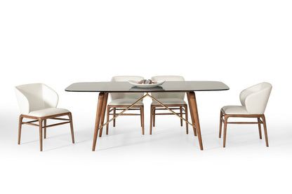 Modrest Kipling Modern Cream and Walnut Dining Chair