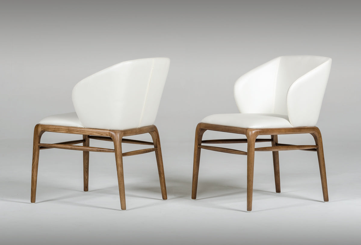Modrest Kipling Modern Cream and Walnut Dining Chair