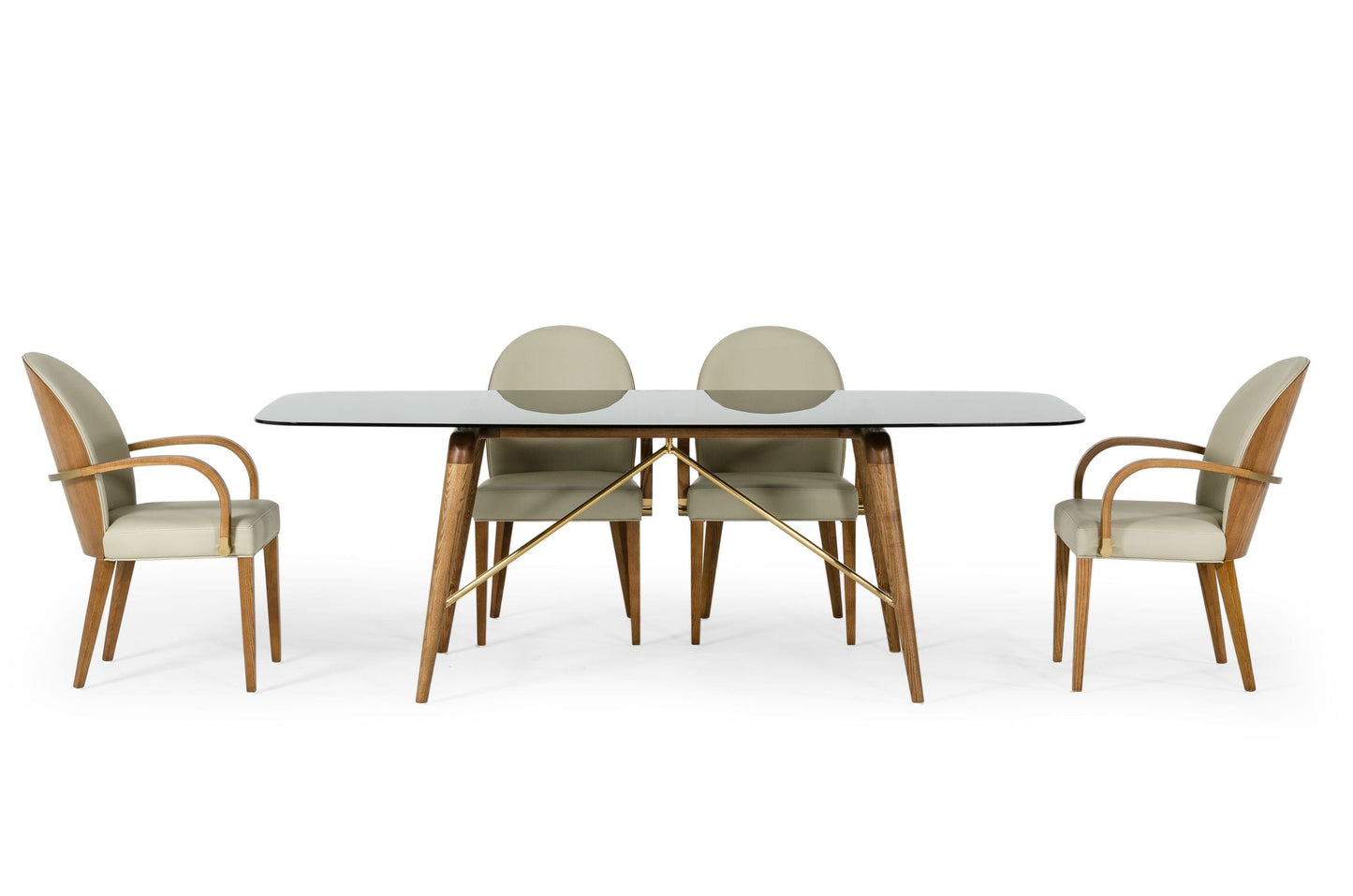 Modrest Kipling Modern Smoked Glass and Walnut Large Dining Table