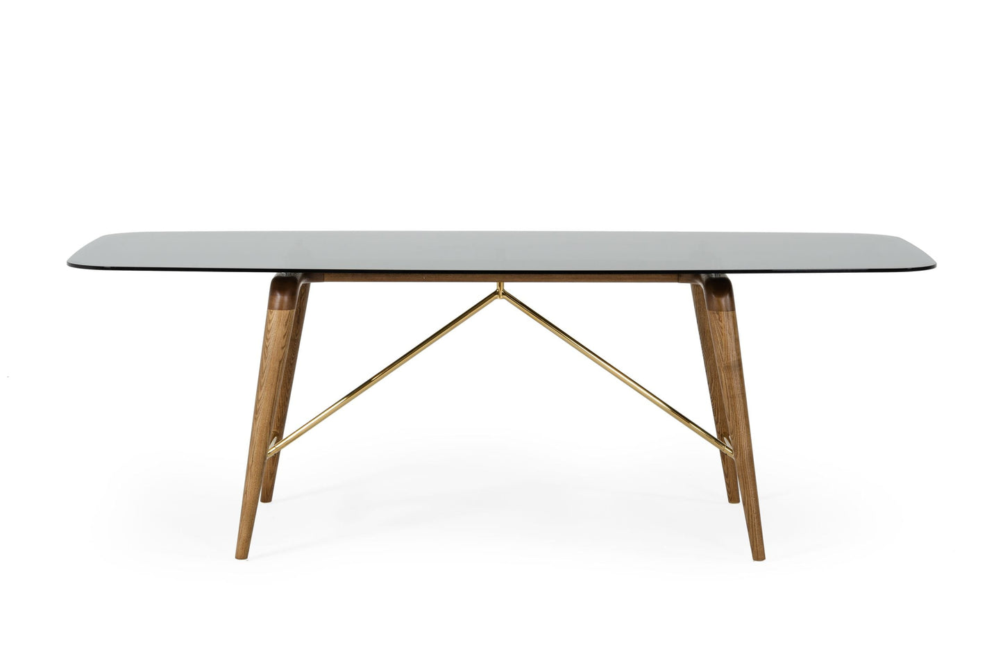 Modrest Kipling Modern Smoked Glass and Walnut Large Dining Table