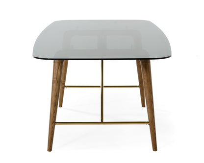 Modrest Kipling Modern Smoked Glass and Walnut Large Dining Table