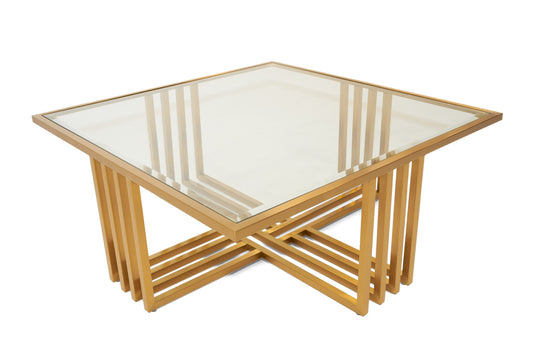 Modrest Kodiak Glam Clear Glass and Gold Glass Coffee Table