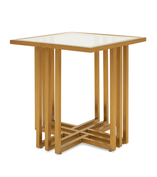 Modrest Kodiak Glam Clear Glass and Gold Glass End Table