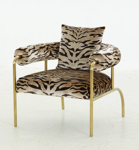 Modrest Kola Gold Zebra Print Accent Chair