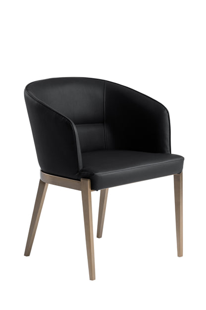 Modrest Kravitz Modern Dark Grey Vegan Leather Antique Brass Dining Chair