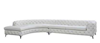 DIvani Casa Kohl Contemporary White LAF Curved Shape Sectional Sofa w/ Chaise