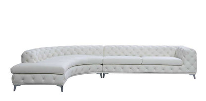 DIvani Casa Kohl Contemporary White LAF Curved Shape Sectional Sofa w/ Chaise