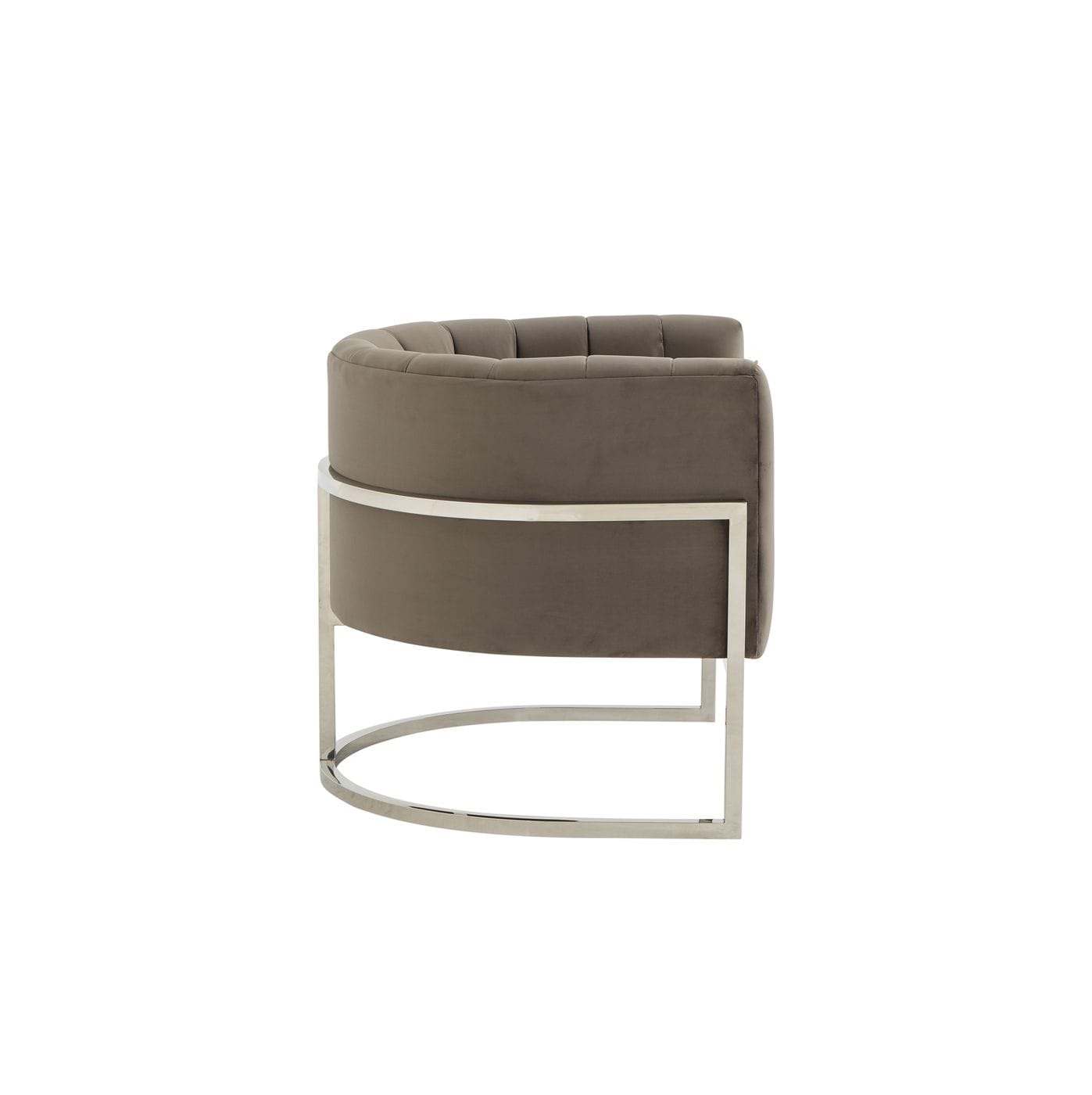 Modrest Landau Modern Grey Velvet and Stainless Steel Accent Chair