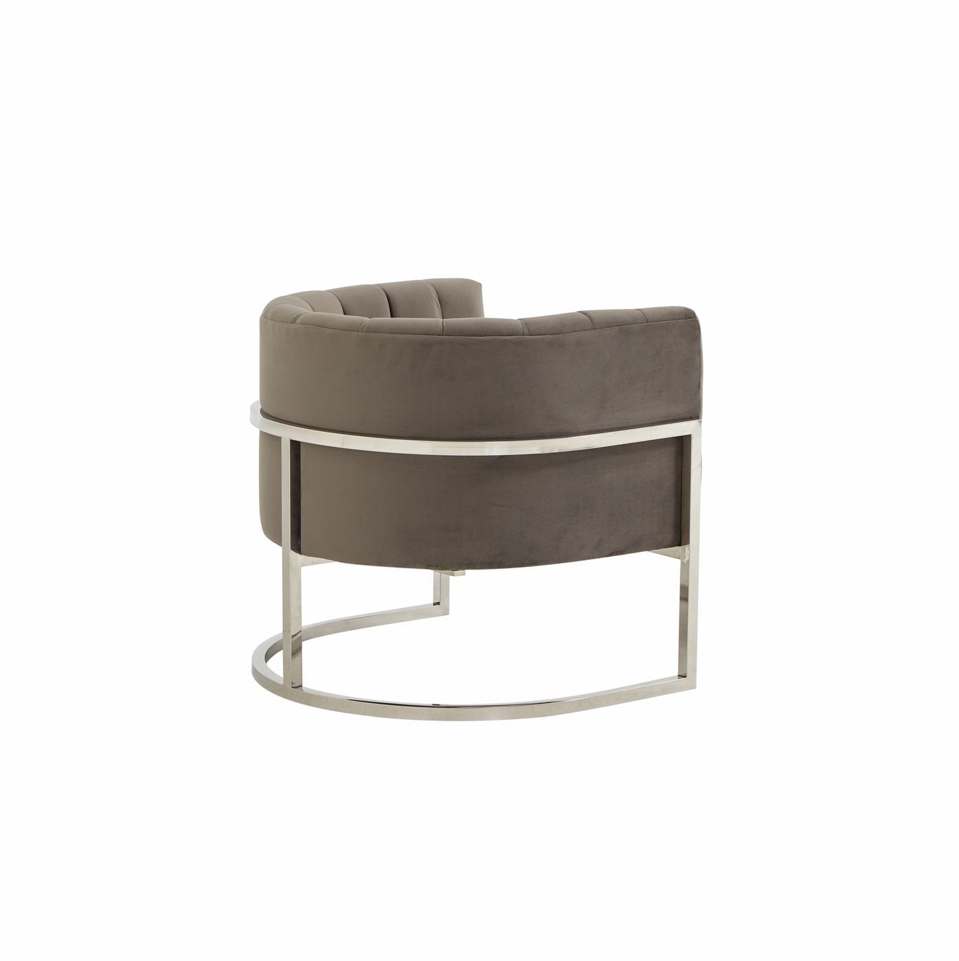 Modrest Landau Modern Grey Velvet and Stainless Steel Accent Chair