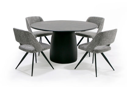 Modrest Lander Modern Mid Century Black Oak Round Dining Table