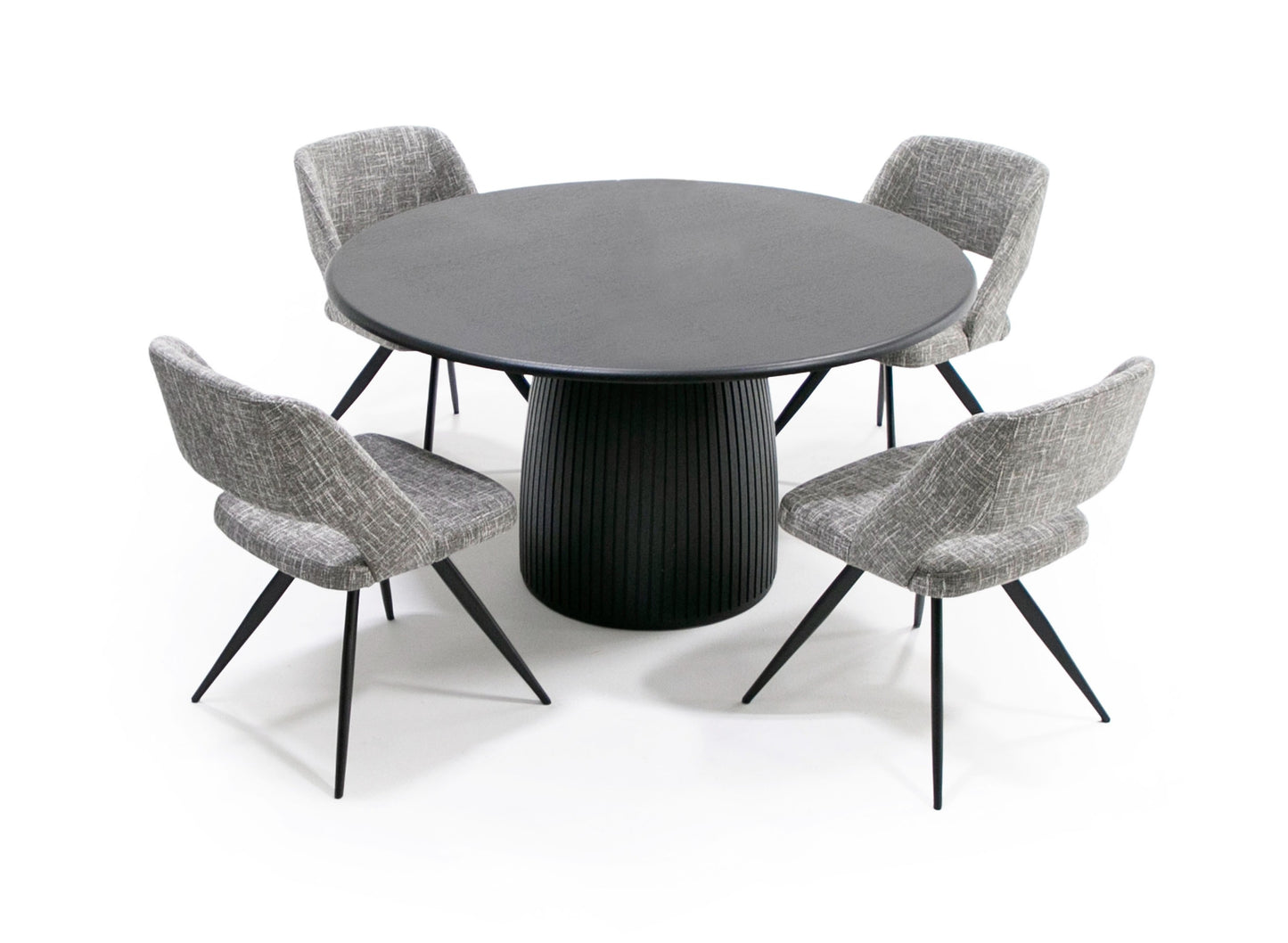 Modrest Lander Modern Mid Century Black Oak Round Dining Table