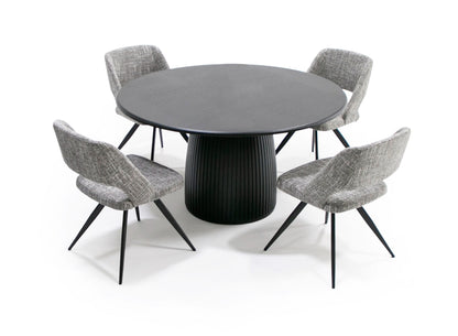 Modrest Lander Modern Mid Century Black Oak Round Dining Table