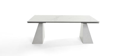 Modrest Latrobe Modern White Ceramic Quartz 118" Extendable Dining Table