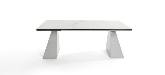 Modrest Latrobe Modern White Ceramic Quartz 118" Extendable Dining Table