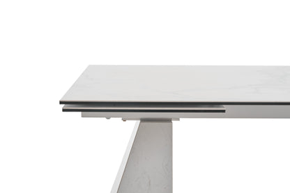 Modrest Latrobe Modern White Ceramic Quartz 118" Extendable Dining Table