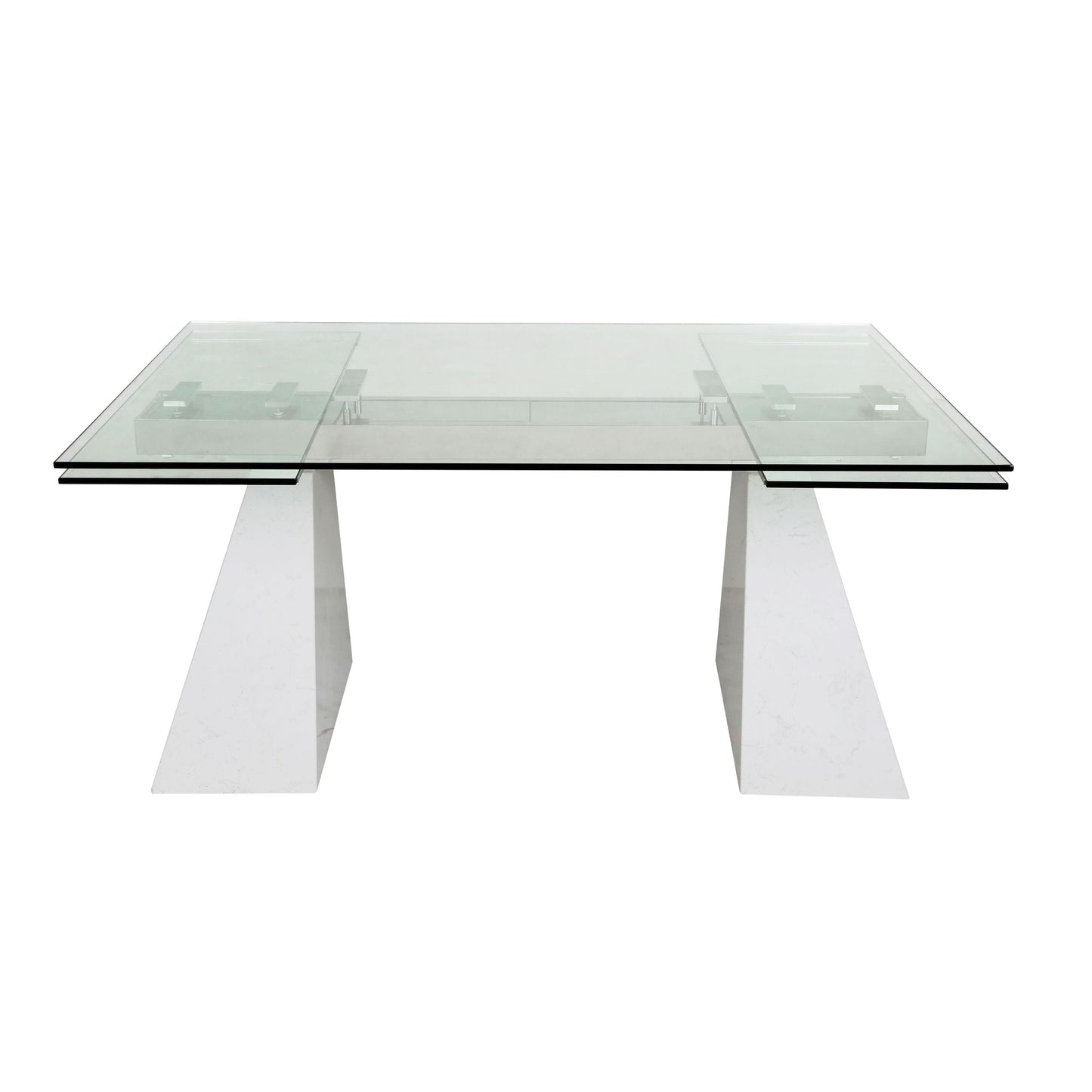 Modrest Latrobe Modern Extendable Quartz Stone and Glass Dining Table