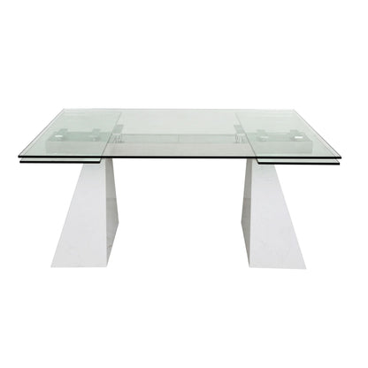 Modrest Latrobe Modern Extendable Quartz Stone and Glass Dining Table