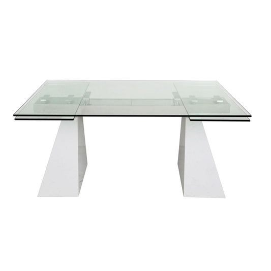 Modrest Latrobe Modern Extendable Quartz Stone and Glass Dining Table