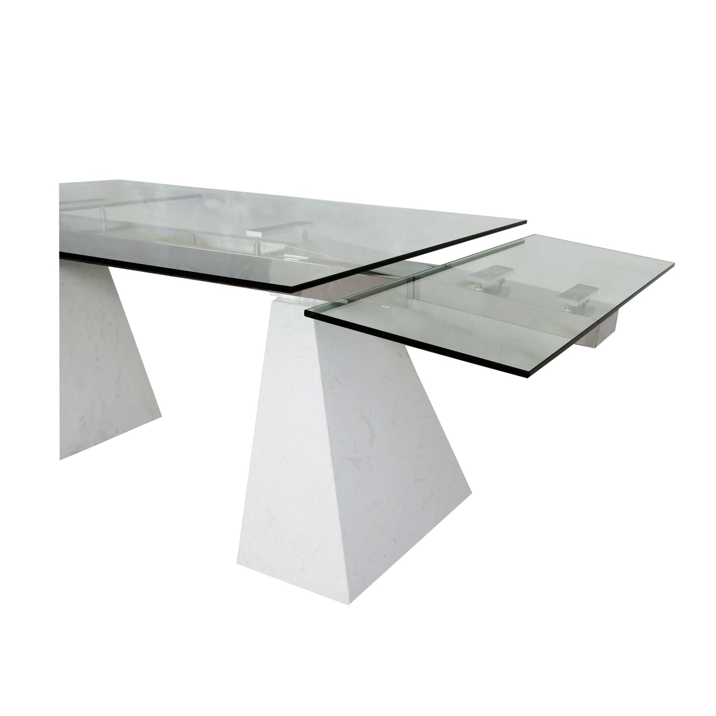 Modrest Latrobe Modern Extendable Quartz Stone and Glass Dining Table