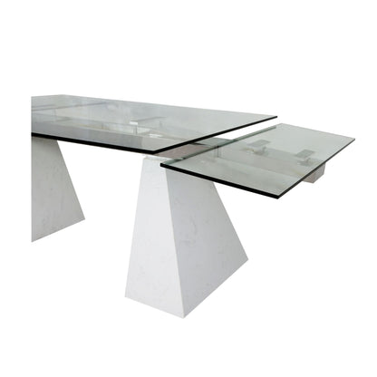 Modrest Latrobe Modern Extendable Quartz Stone and Glass Dining Table