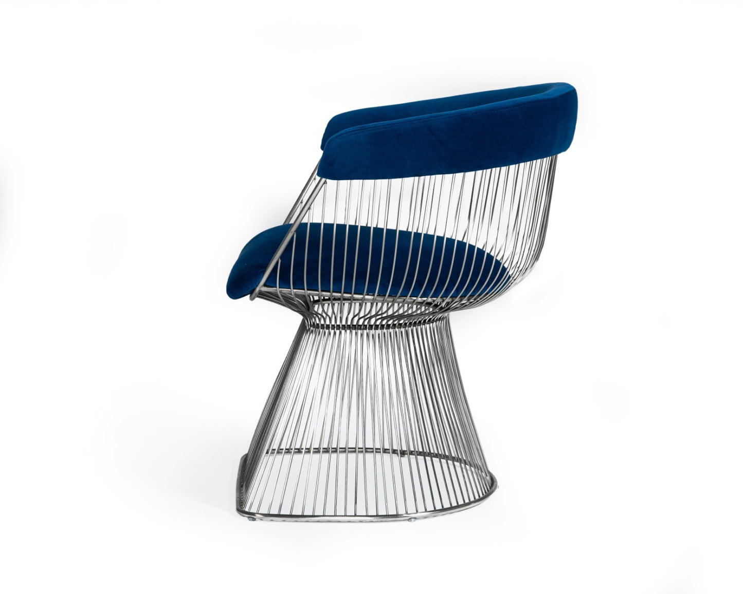 Modrest Lauren Blue Velvet and Stainless Steel Dining Chair