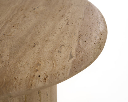 Modrest Lavaca Modern Travertine Marble Round End Table
