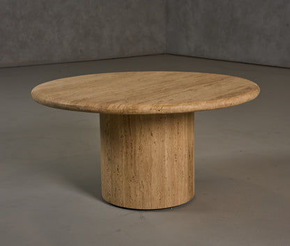 Modrest Lavaca Modern Travertine Marble Round Coffee Table