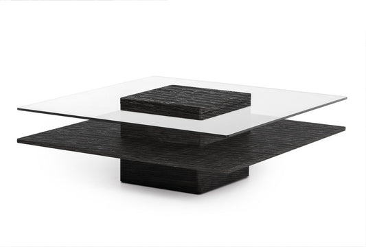 Modrest Clarion Modern Grey Elm and Glass Coffee Table