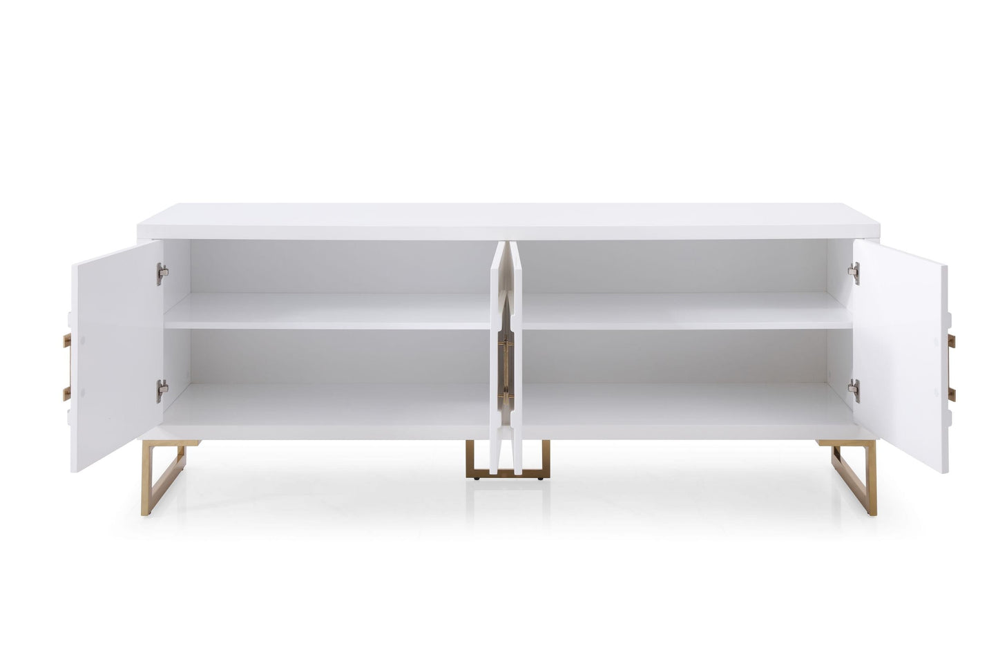 Modrest Leah Contemporary White High Gloss and Champagne Gold Buffet