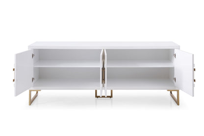 Modrest Leah Contemporary White High Gloss and Champagne Gold Buffet